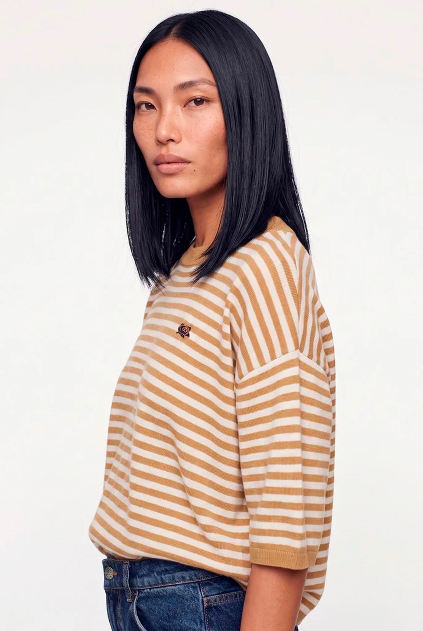 MMHPoetic Stripe Knit BONE BROWN - 800298