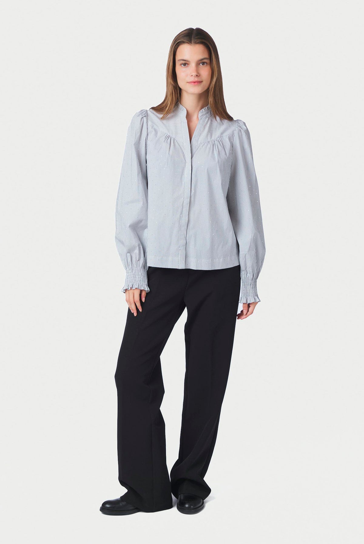 Astrida Stripe Stone Blouse White - 167292