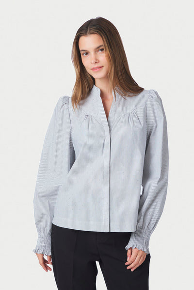 Astrida Stripe Stone Blouse White - 167292 Thumbnail