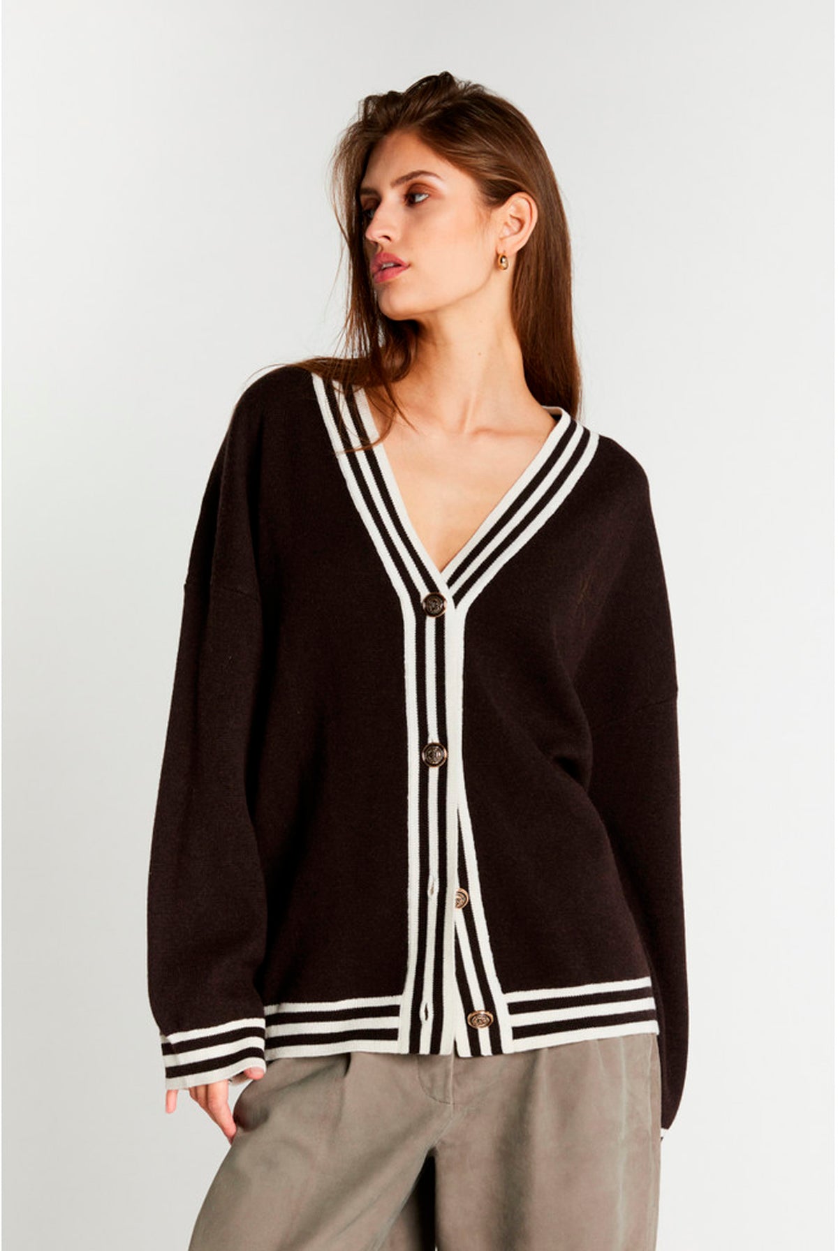 ChalinaBBSira knit cardigan Dark brown - BBW5165