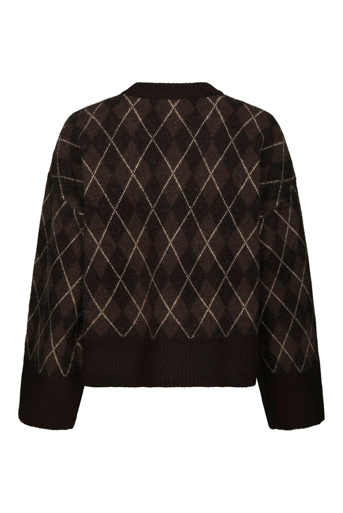 Kick Check Knit Blouse Dark brown - 165204