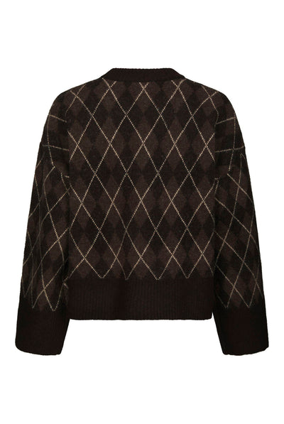 Kick Check Knit Blouse Dark brown - 165204 Thumbnail