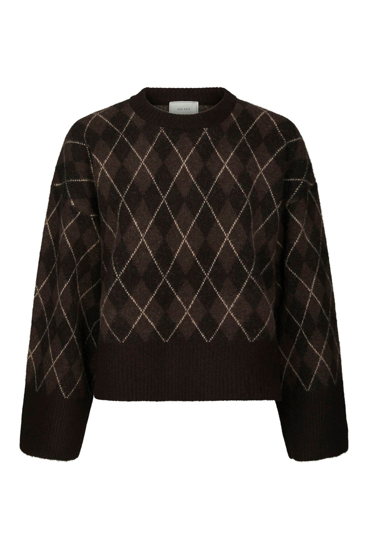 Kick Check Knit Blouse Dark brown - 165204