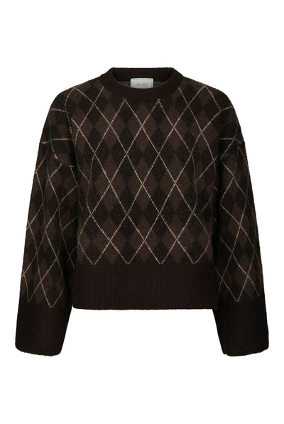 Kick Check Knit Blouse Dark brown - 165204 Thumbnail