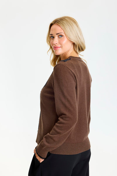 Isa knit cardigan Brown - 17240 Thumbnail