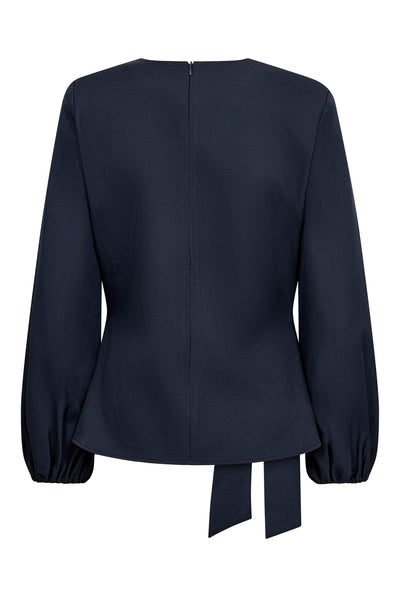 LunaCC Tie Blouse 40007-Navy - 500386 Thumbnail