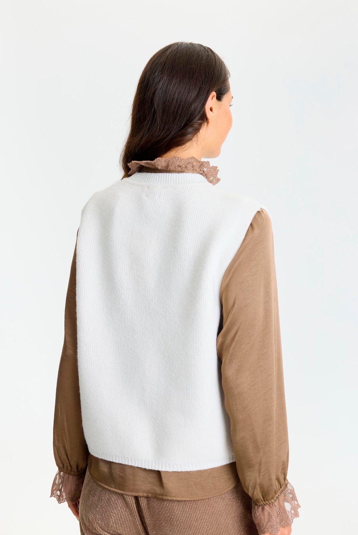 Dot knit vest CREAM - 17238