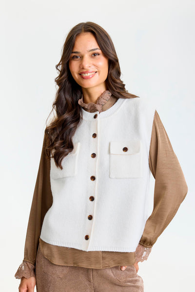 Dot knit vest CREAM - 17238 Thumbnail
