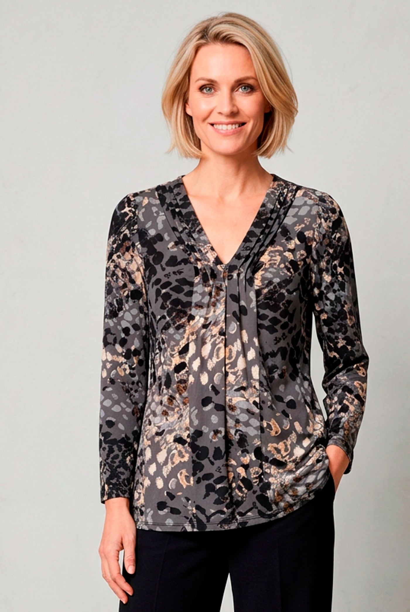 Jo blouse 3/4 sleeve Grey - 17376