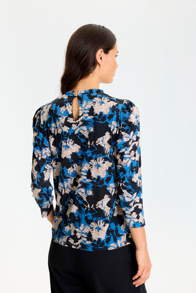 Grazia blouse 3/4 sleeves Blue - 17321 Thumbnail