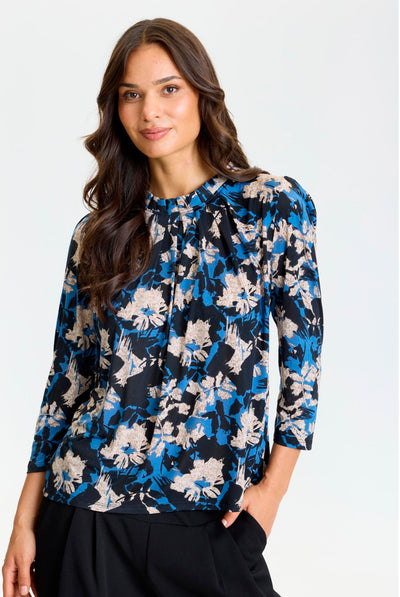 Grazia blouse 3/4 sleeves Blue - 17321 Thumbnail