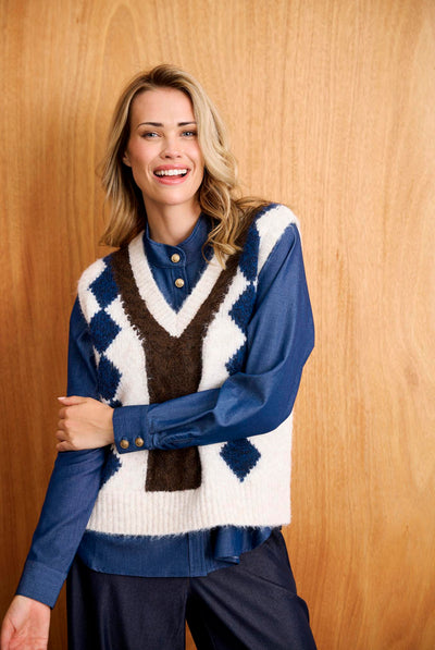 Lux knit vest Nature - 17235 Thumbnail