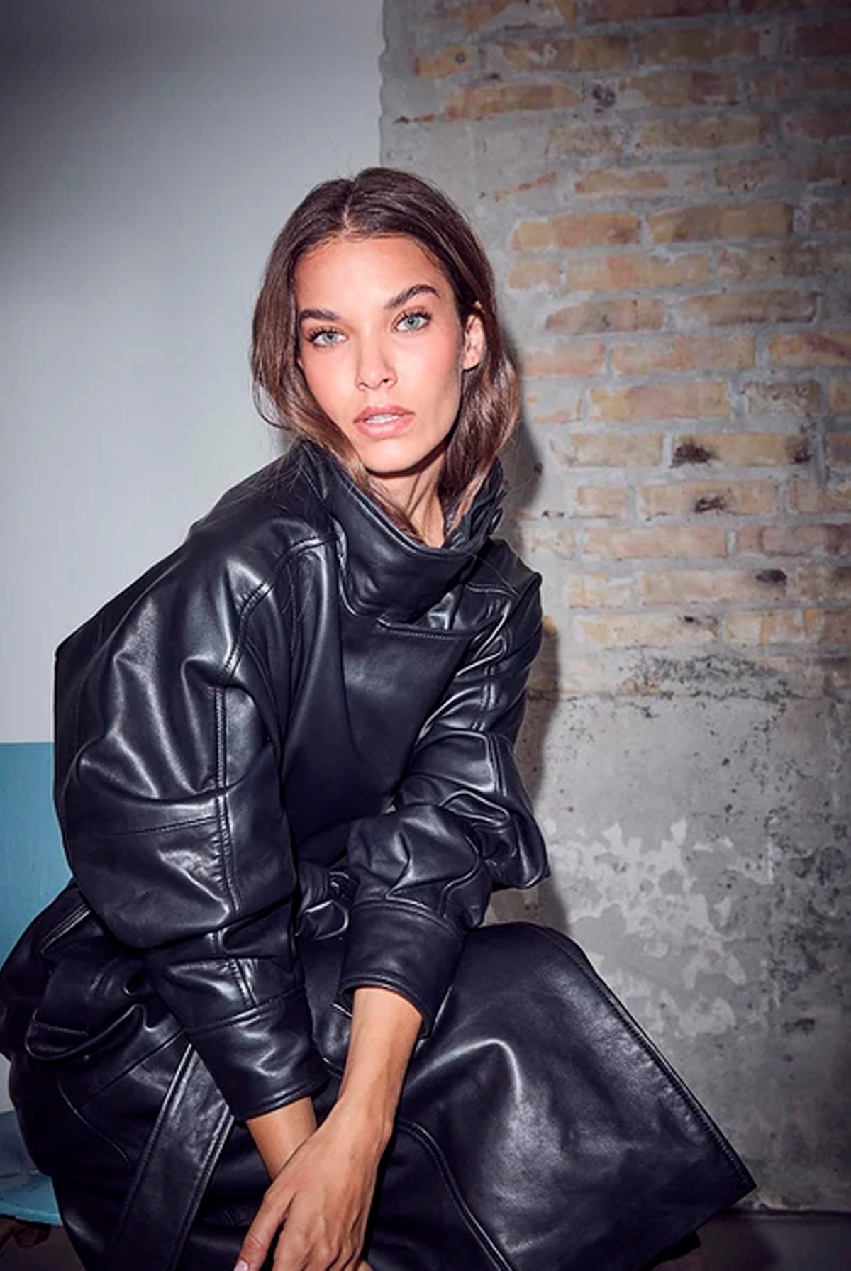 Sue Leather Trench Black - HL10856
