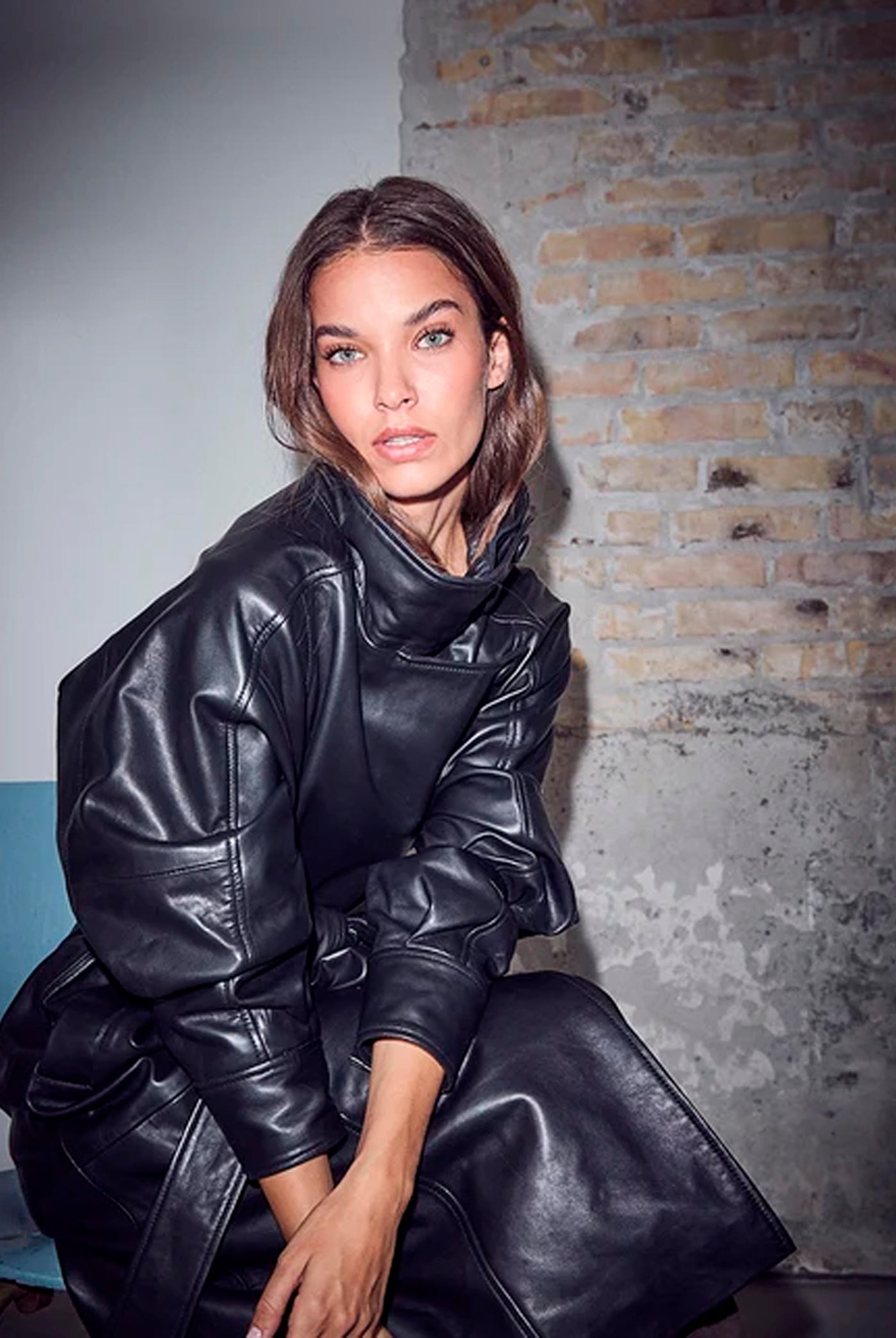 Sue Leather Trench Black - HL10856