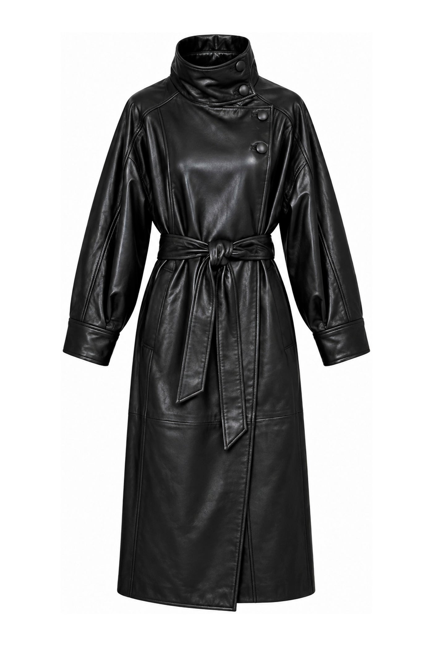 Sue Leather Trench Black - HL10856