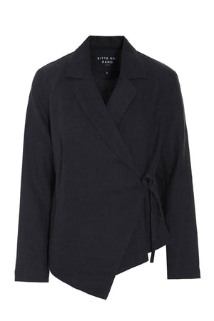 Lazy linen asymmetrisk jakke Black - 261-2141-5560