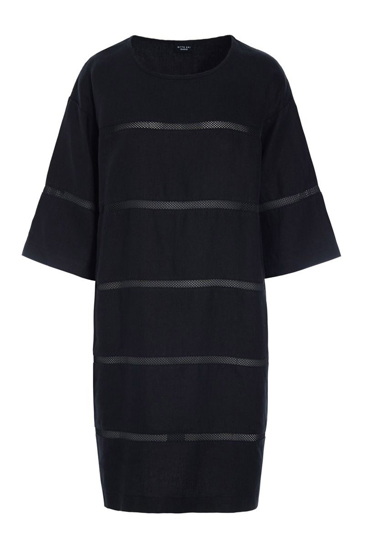 Lazy linen kjole med paneler Black - 261-2141-5559
