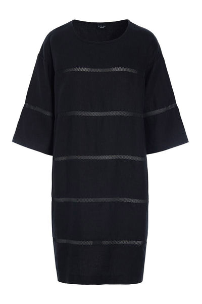 Lazy linen kjole med paneler Black - 261-2141-5559 Thumbnail