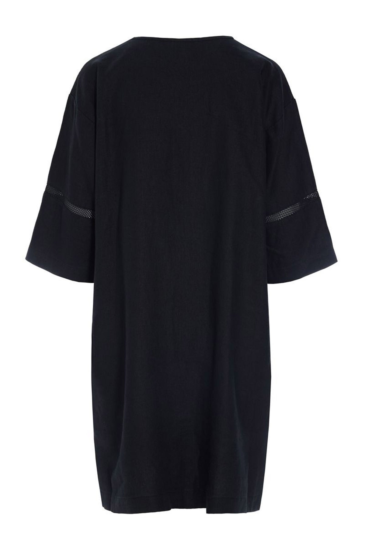 Lazy linen kjole med paneler Black - 261-2141-5559