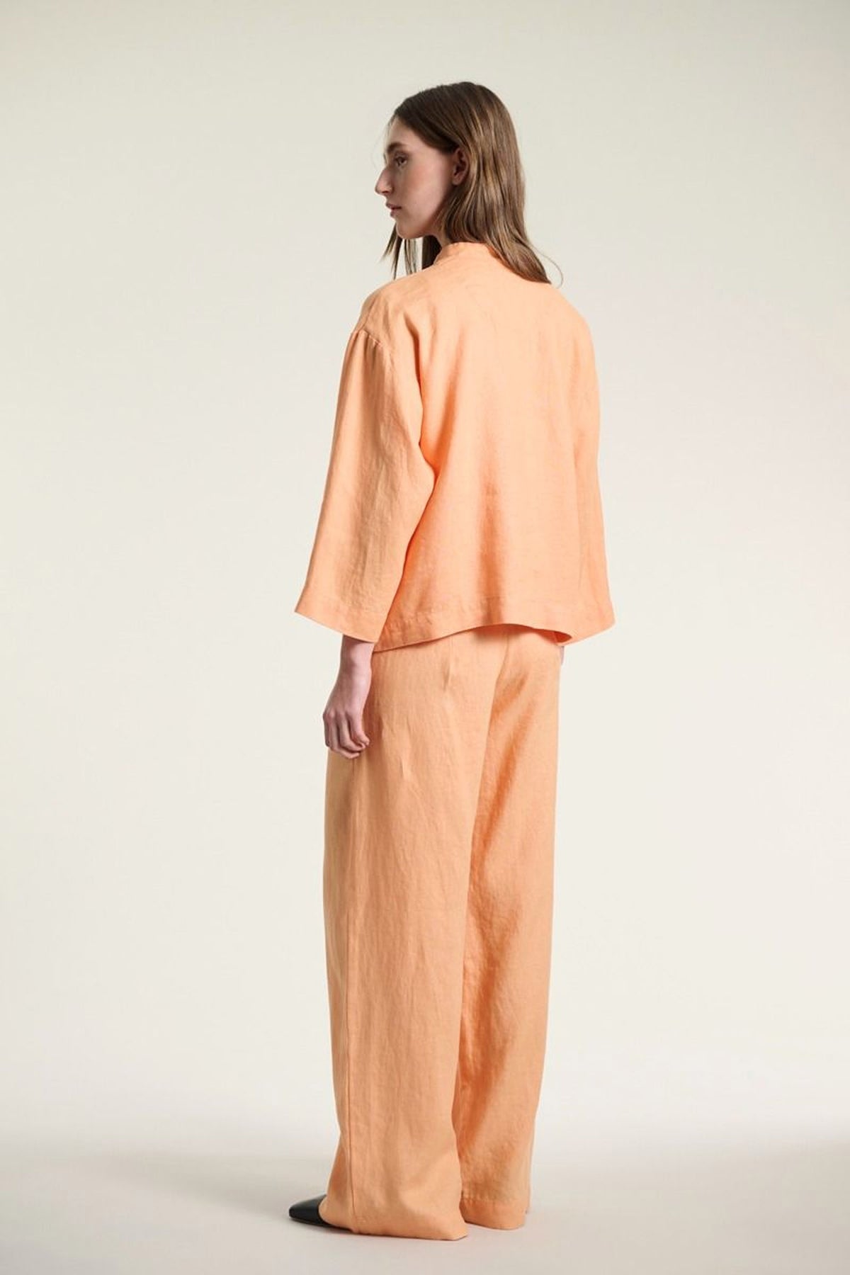 Lazy linen lige bukser MELON - 261-2141-5564