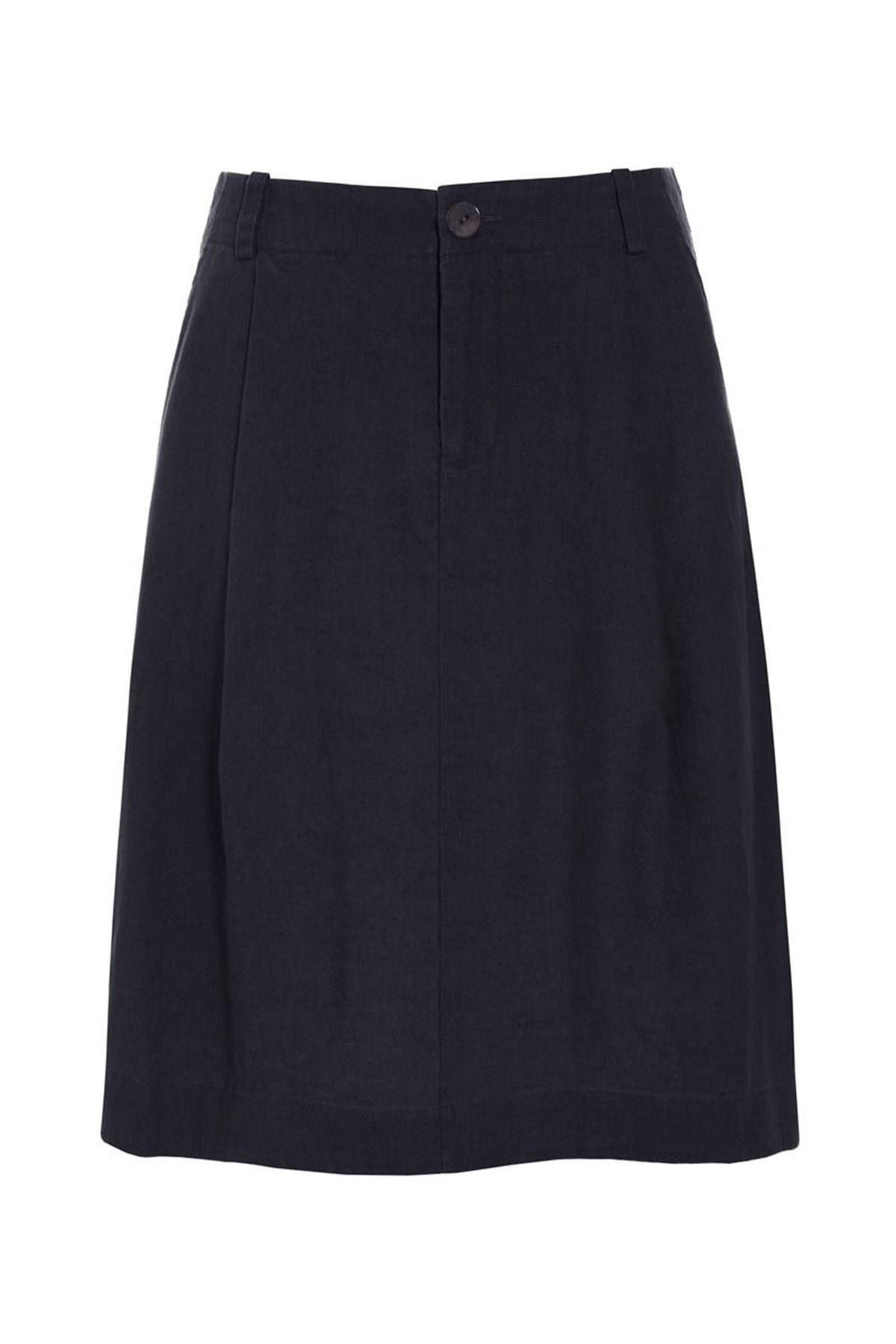 Lazy linen nederdel med læg Black - 261-2141-5562