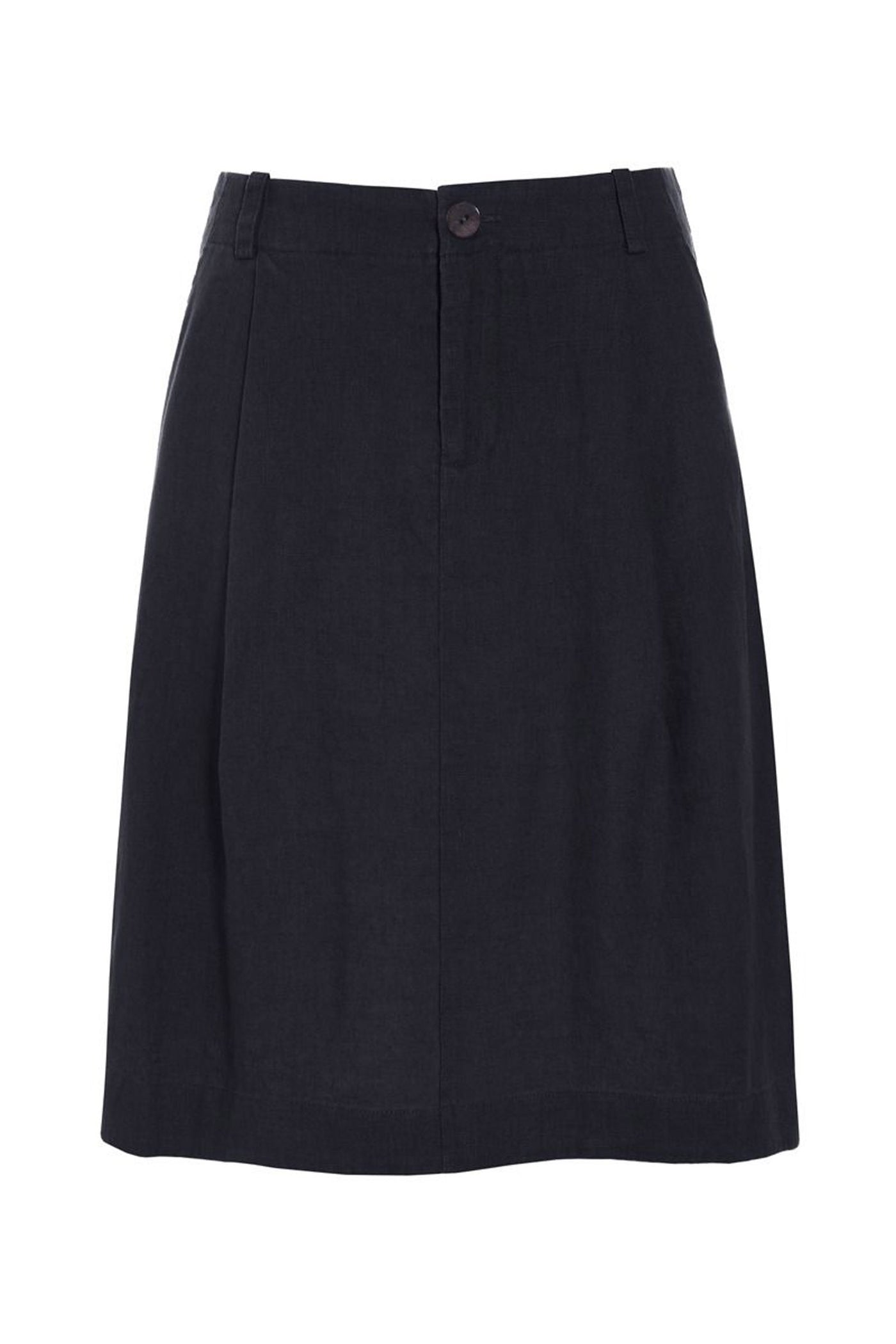 Lazy linen nederdel med læg Black - 261-2141-5562