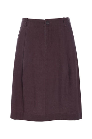 Lazy linen nederdel med læg RAISIN - 261-2141-5562