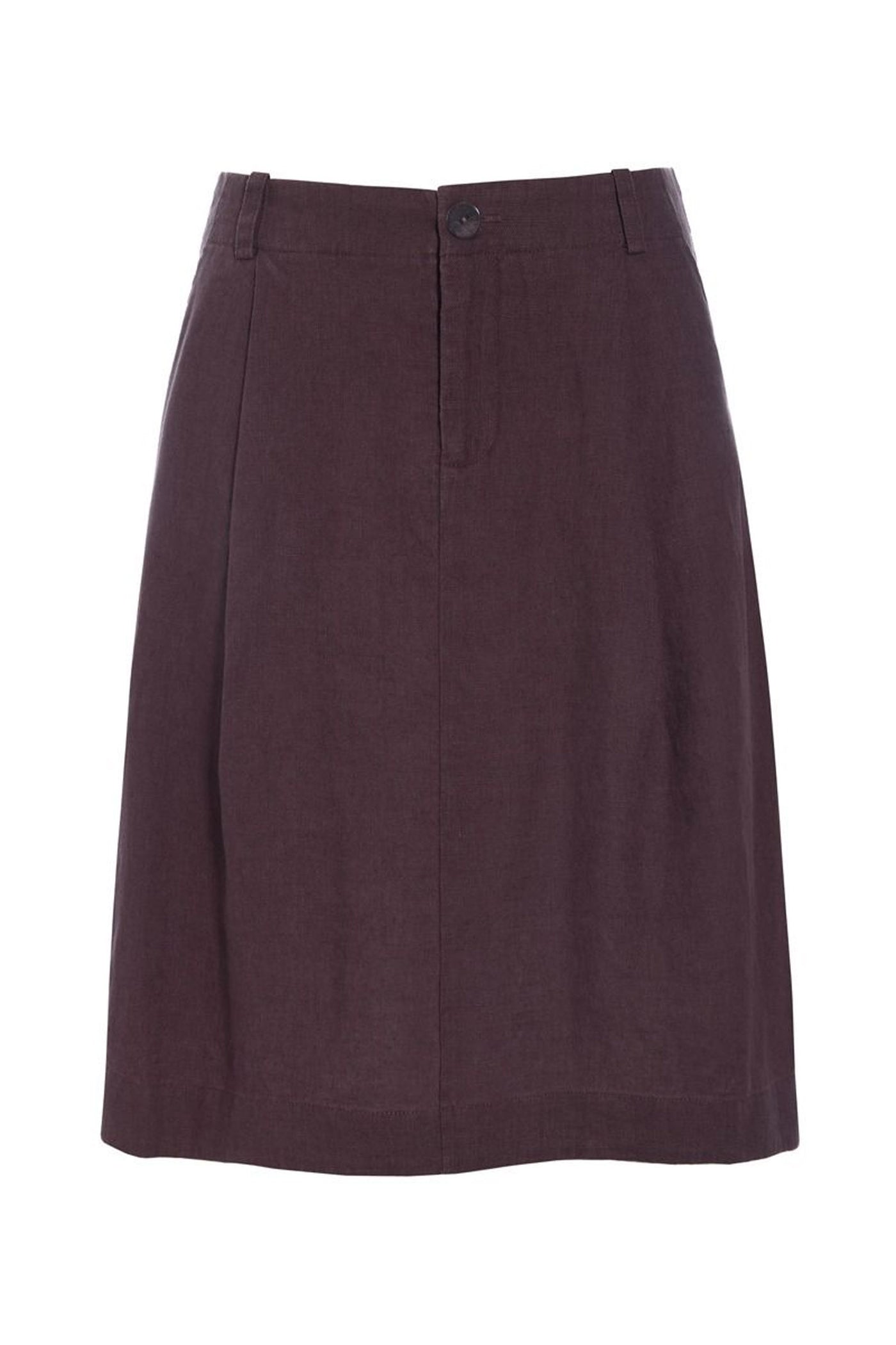 Lazy linen nederdel med læg RAISIN - 261-2141-5562