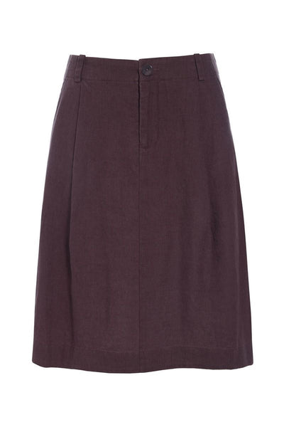 Lazy linen nederdel med læg RAISIN - 261-2141-5562 Thumbnail