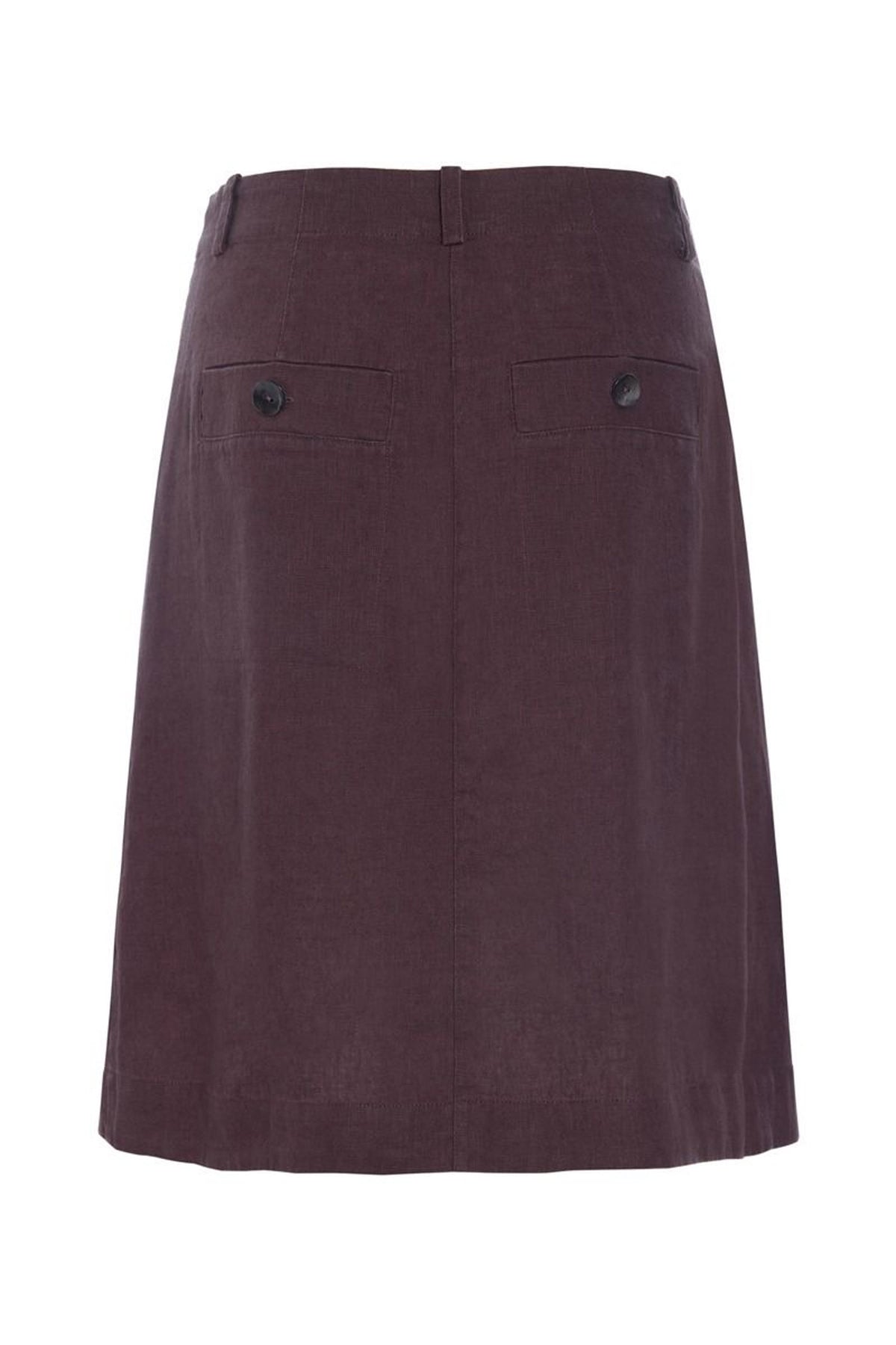 Lazy linen nederdel med læg RAISIN - 261-2141-5562