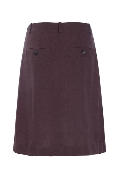 Lazy linen nederdel med læg RAISIN - 261-2141-5562 Thumbnail