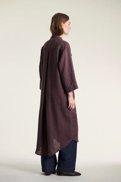 Lazy linen skjortekjole RAISIN - 261-2141-5558 Thumbnail