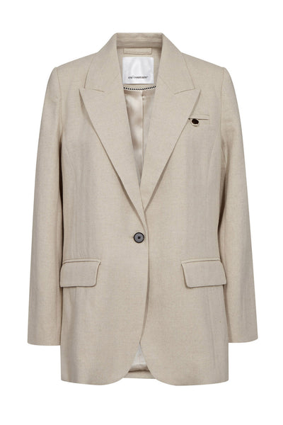 LeenaCC Linen Fitted Blazer 199-Bone - 40029 Thumbnail