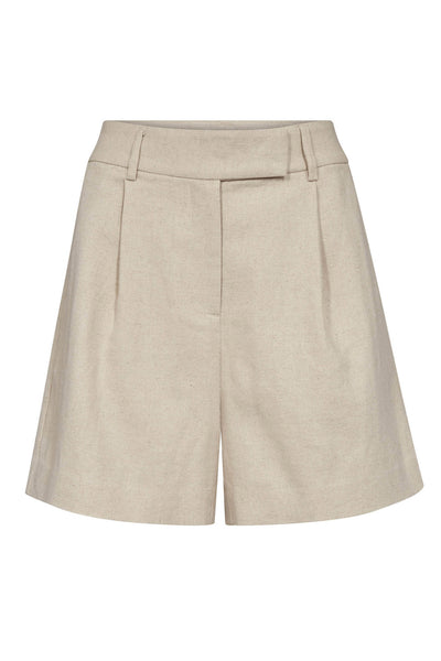 LeenaCC Linen Pleat Shorts 199-Bone - 41062 Thumbnail
