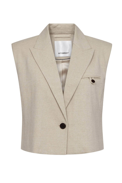 LeenaCC Linen Vest 199-Bone - 40030 Thumbnail