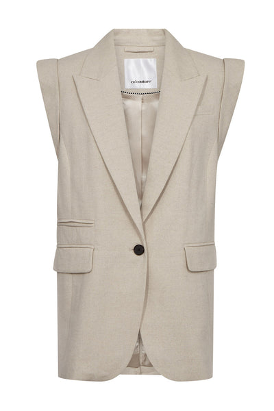 LeenaCC Linen Wing Vest 199-Bone - 40031 Thumbnail