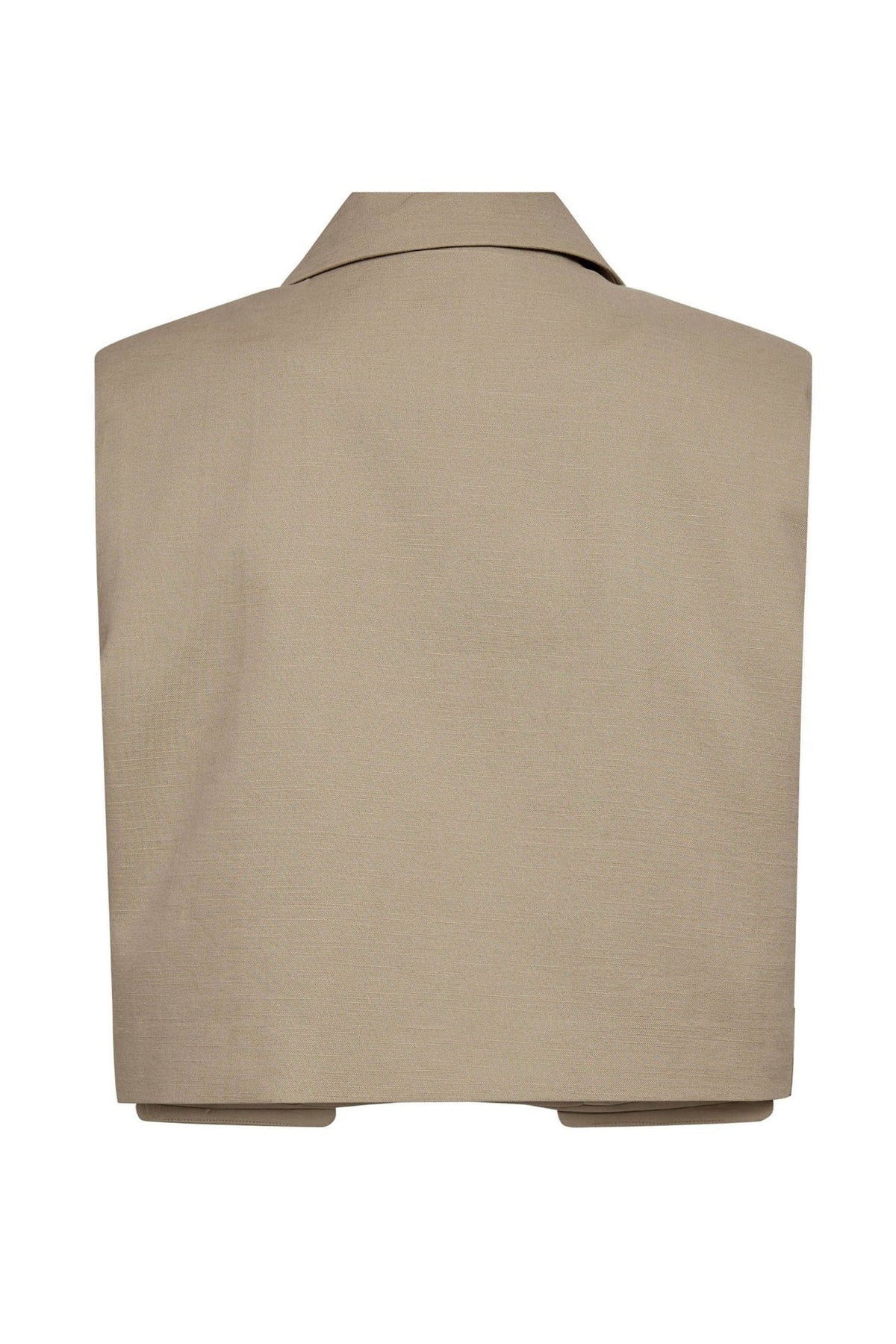 LeilaCC Linen Crop Vest 320-Bisquit - 40054