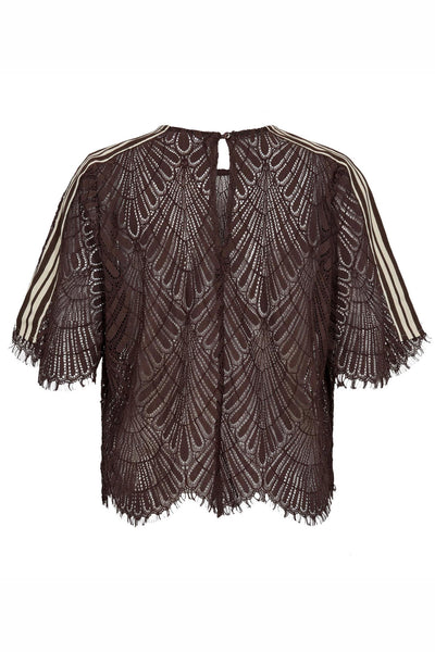LetiCC Lace Blouse 145-Dark Brown - 45049 Thumbnail