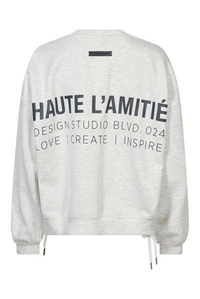 New Studio Tie Sweat Pearl Melangé / Antracit Print - HL10714 Thumbnail