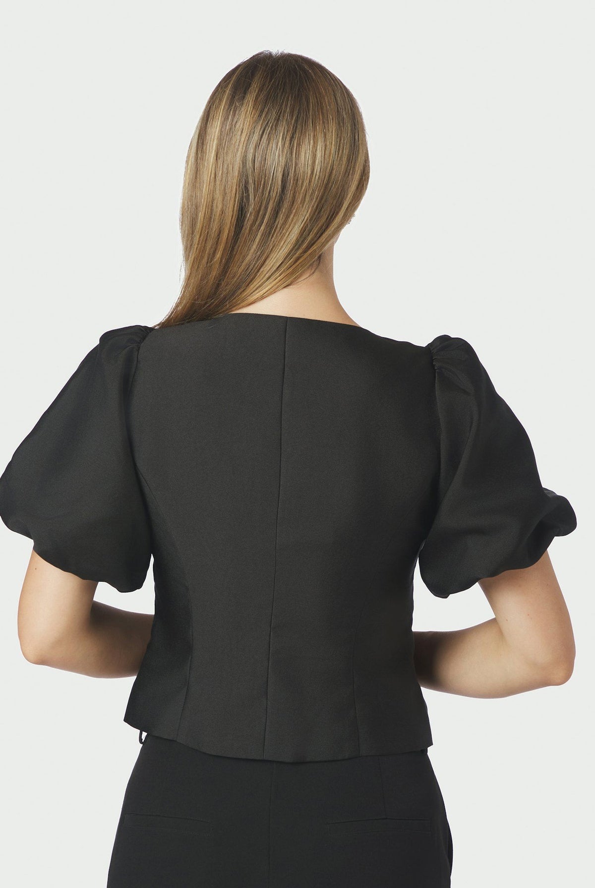 Anela Mandarin Dull Satin Blou Black - 170245