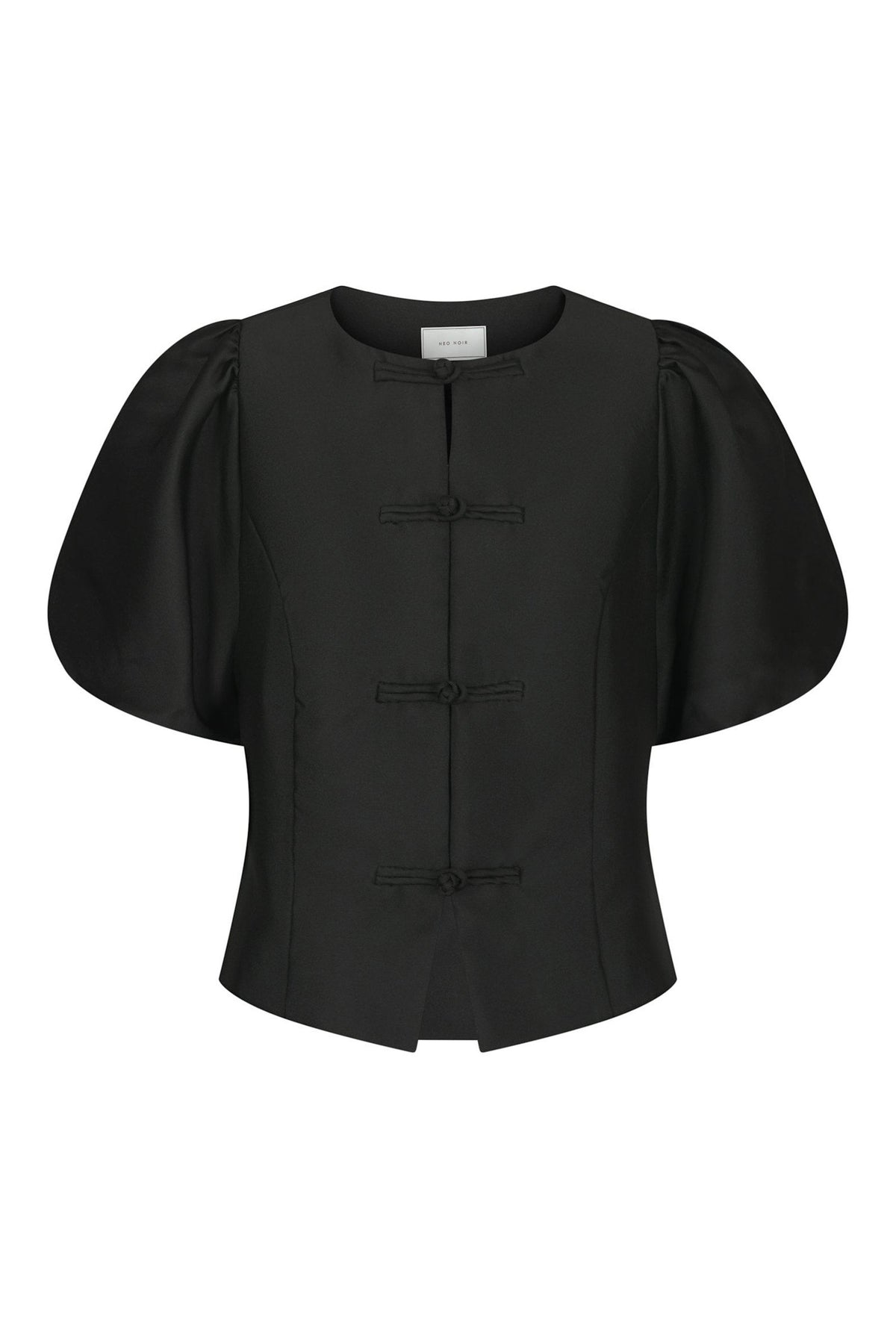 Anela Mandarin Dull Satin Blou Black - 170245
