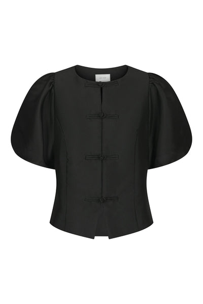 Anela Mandarin Dull Satin Blou Black - 170245 Thumbnail