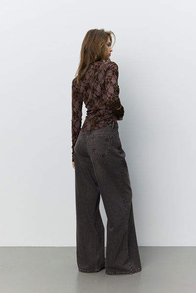 FAESW LONG SLEEVE VELVET LACE 7168 Dark Plum - S264155 Thumbnail