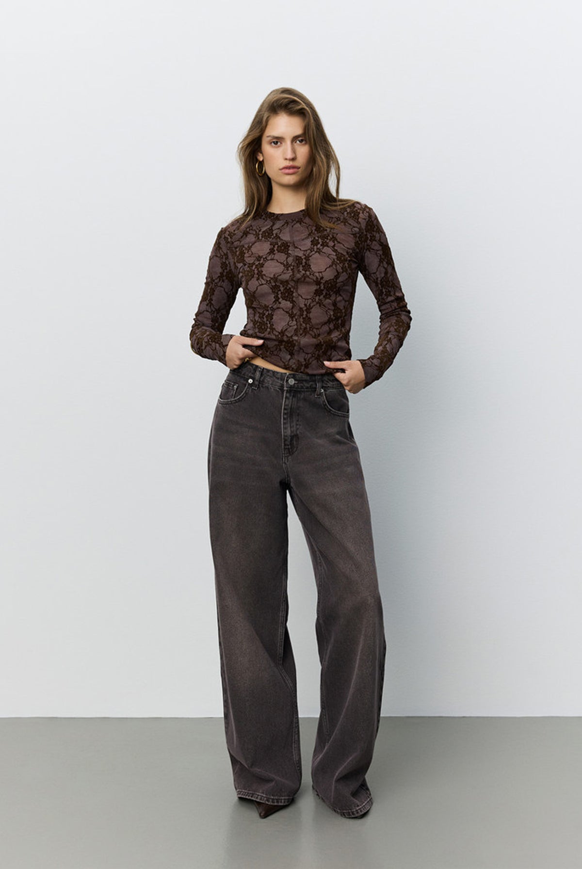 FAESW LONG SLEEVE VELVET LACE 7168 Dark Plum - S264155