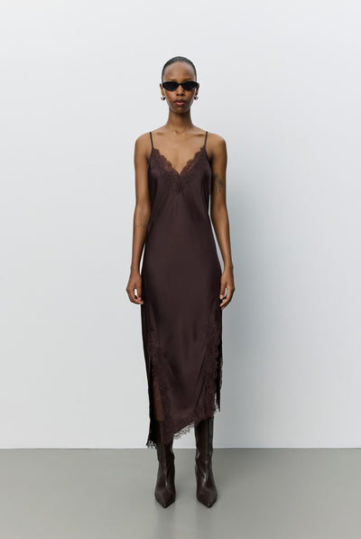 LOUNELLESW SATIN LACE SLIP DRE 7168 Dark Plum - S264140 Thumbnail