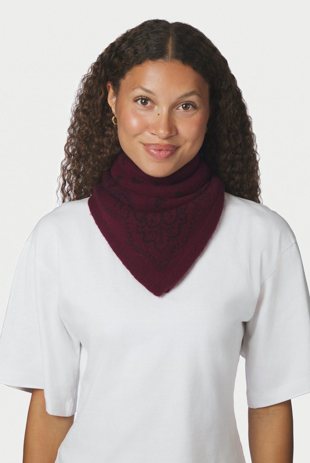 Adelina Paisley Knit Scarf Wine - 169506