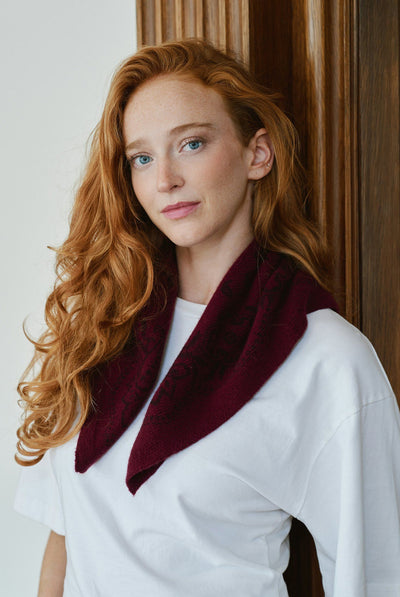 Adelina Paisley Knit Scarf Wine - 169506 Thumbnail