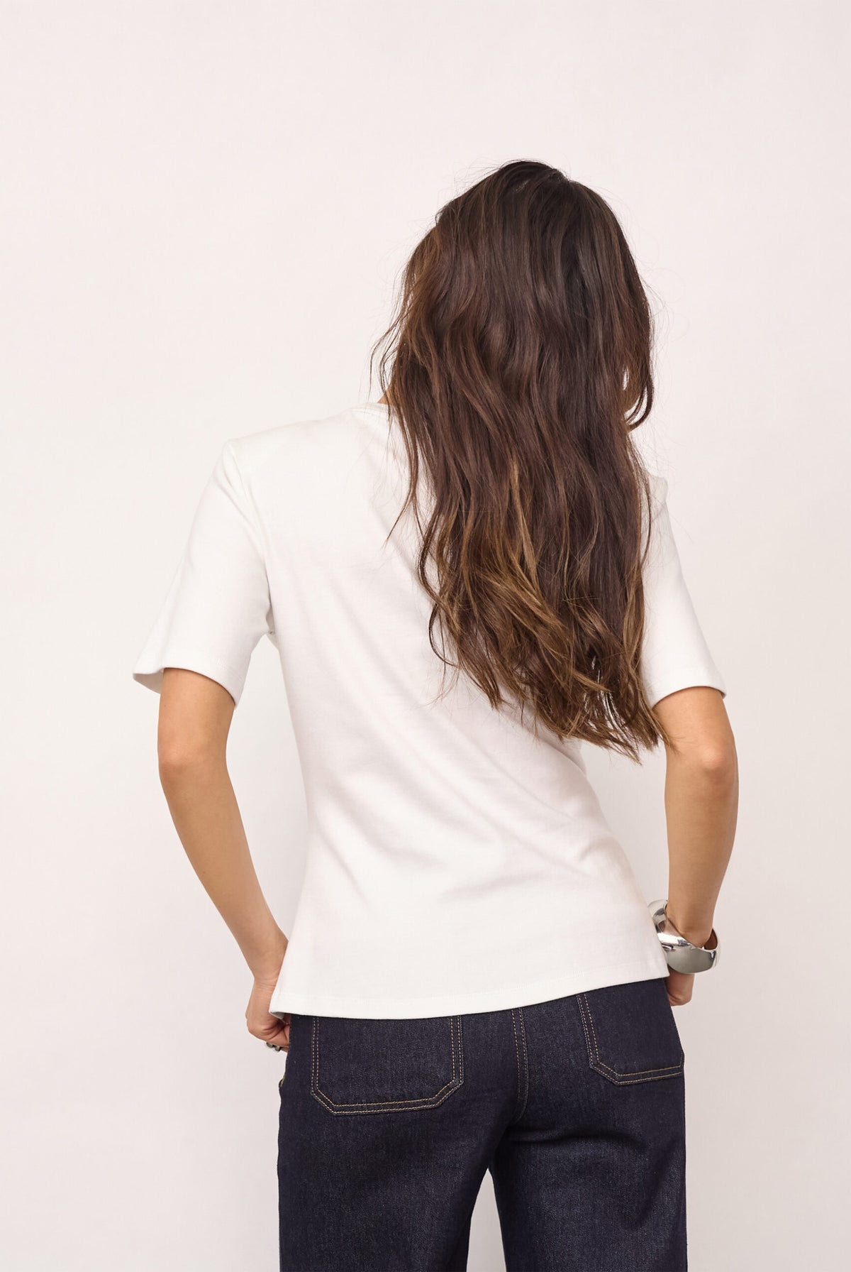 OrianeCC Pleat Tie Tee 10001-White - 500096