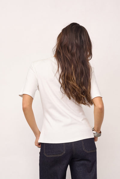 OrianeCC Pleat Tie Tee 10001-White - 500096 Thumbnail