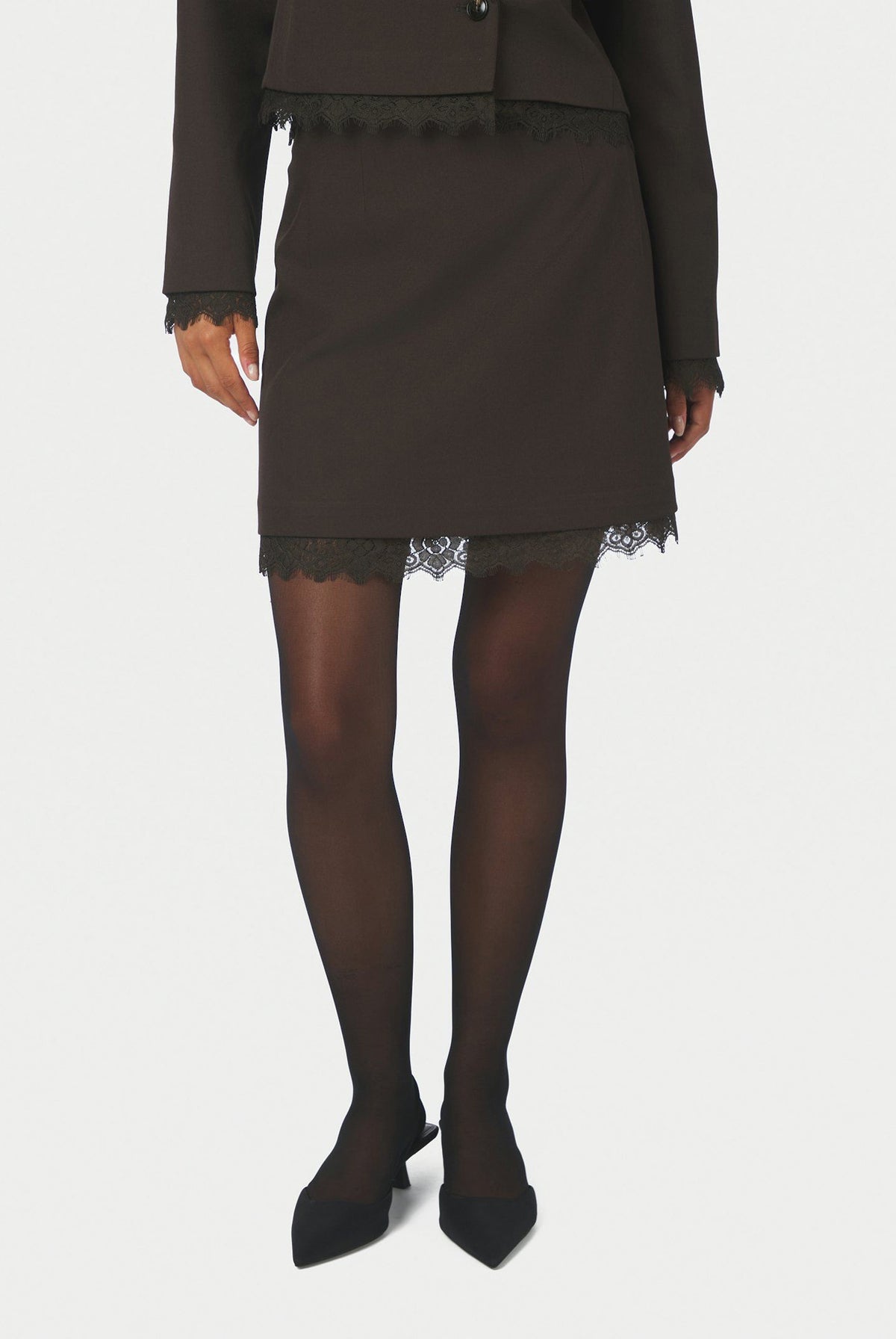 Brigitte Structure Lace Skirt Dark brown - 169852